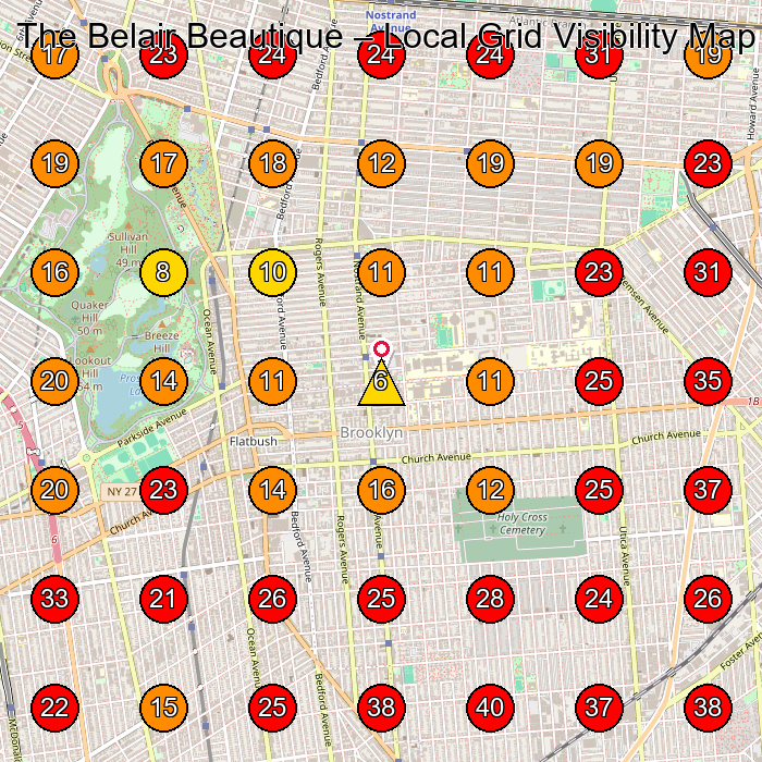The Belair Beautique GeoGrid visibility map for Garbage Collection Service in Brooklyn